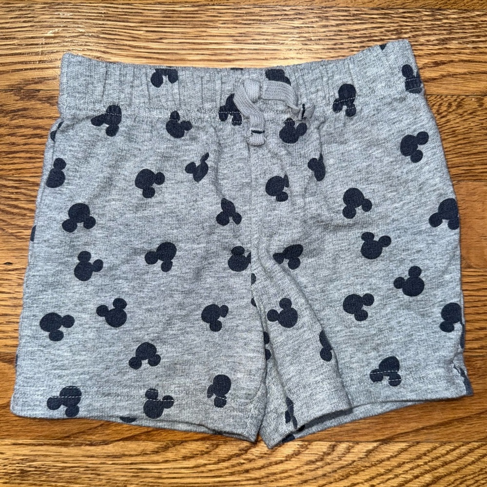 Disney Gray Shorts with Black Mickey Design